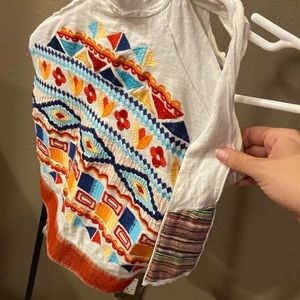Altar’d State, embroidered, front and back tie halter top